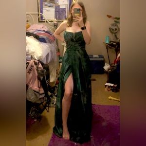 Green gorgeous slit prom dress